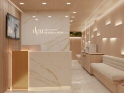 RECEPÇÃO: Projeto de Arquitetura para clínica de cirurgia plástica com design sofisticado, fluxo otimizado e conforto para os pacientes.